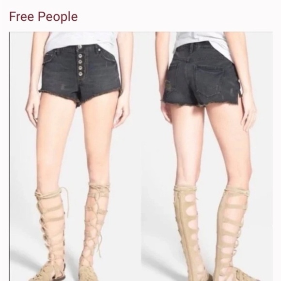 Free People Runaway Slouch Jean Cutoff Shorts 25 Rust Taupe Cowboy Western Boho - Picture 10 of 12